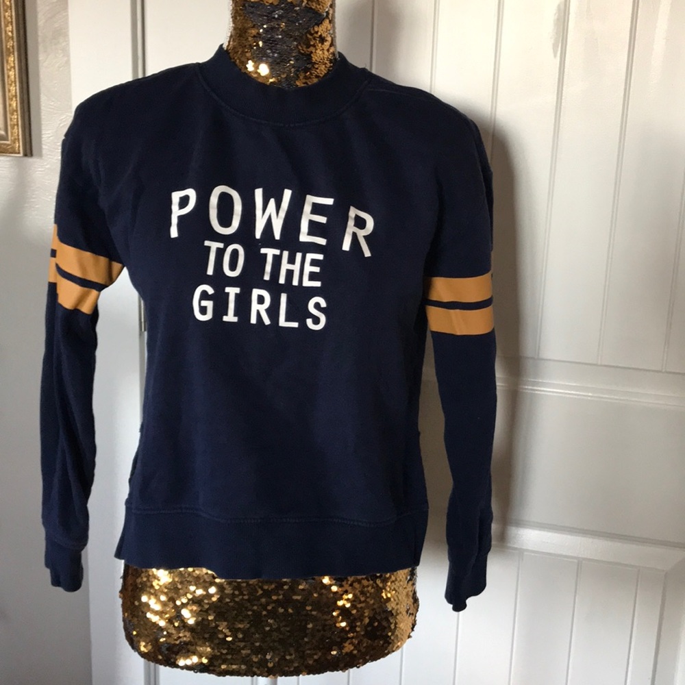 Navy sweat shirt XS “Power to the girls”